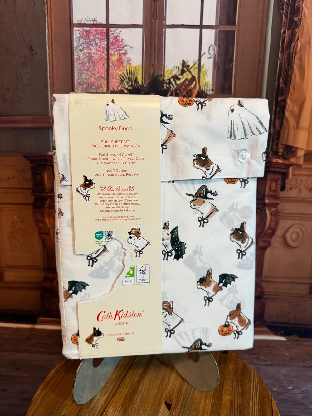 Cath Kidston Halloween Summerween Full Sheet Set NWT Dog Puppy Ghost TOT